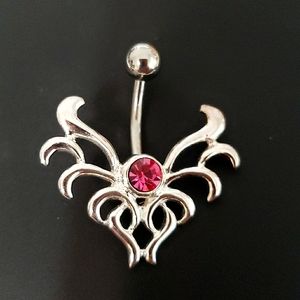 BRAND NEW!  Hot Pink Crystal Gem Belly Ring Barbell Sexy!